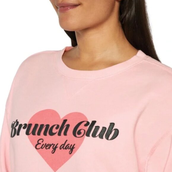 Wildfox XL “Brunch Club” Pink Oversized Crew Graphic Bubble Print Sweatshirt - Picture 4 of 4